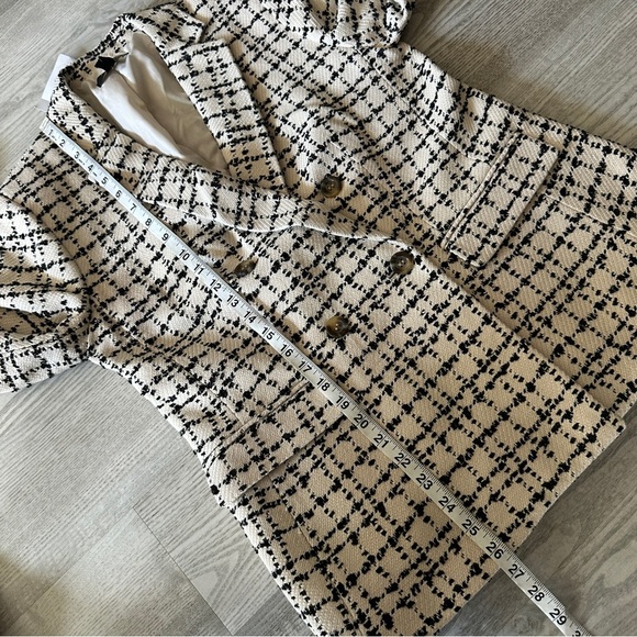 NWT Ann Taylor Black and White Double Breasted Tweed Blazer Jacket 8 - Picture 11 of 12